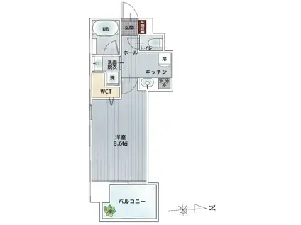 BAUHAUS UJINA NO.19(1K/3階)の間取り写真