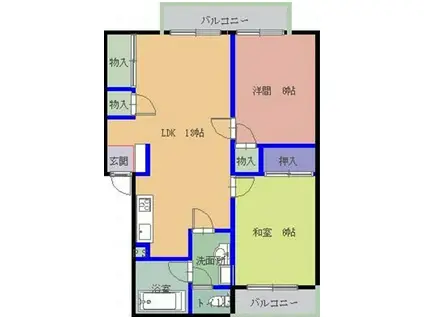 ドミールハイツ(2LDK/2階)の間取り写真