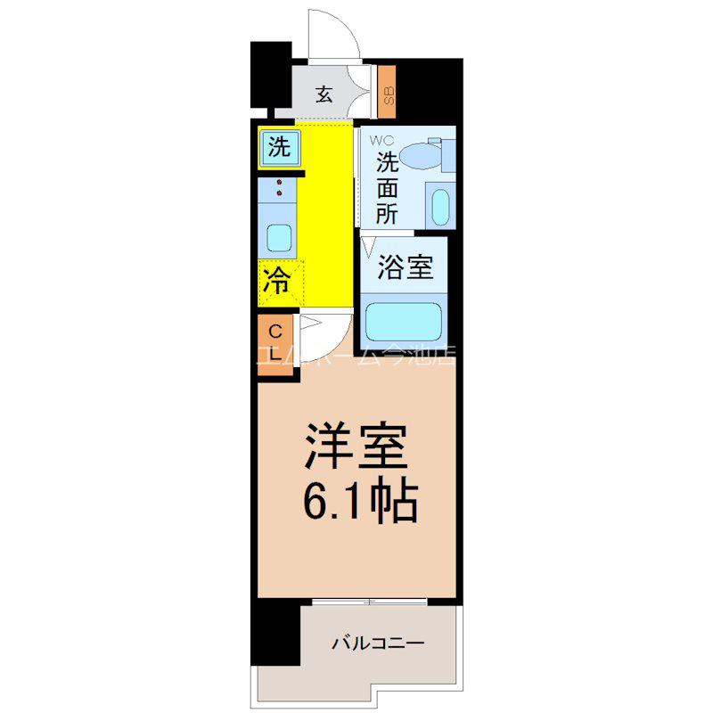LIVE CASA堀田(1K/4階)の間取り写真