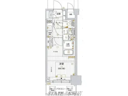エスリード難波グレイス(1K/8階)の間取り写真