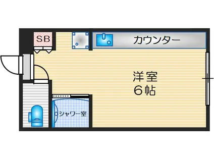 さんくすハイツ2番館(1K/6階)の間取り写真