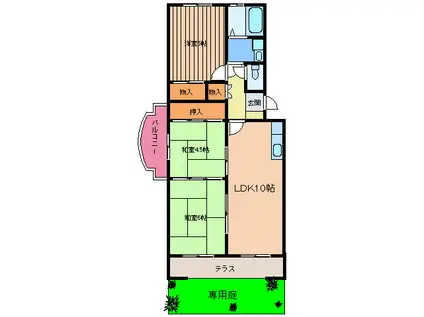 プレステージ和白I(3LDK/1階)の間取り写真