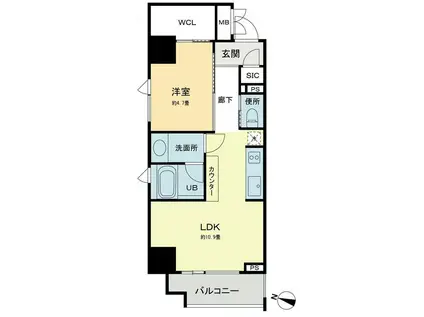 ベルファース本郷弓町(1LDK/7階)の間取り写真