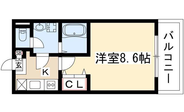 アクシス宝が丘(1K/2階)の間取り写真