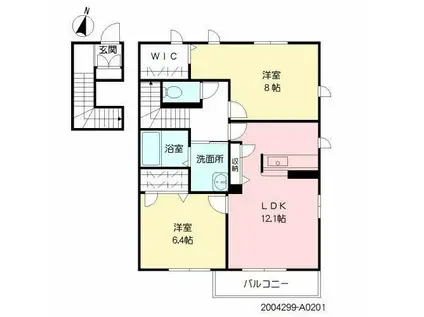 シャーメゾンエクラージュ(2LDK/2階)の間取り写真