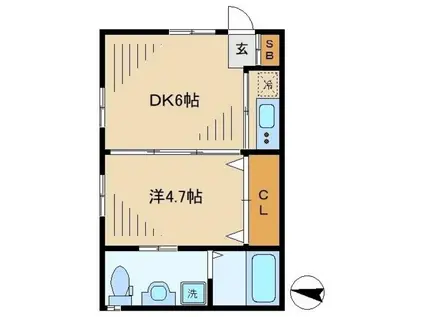 スパッツィオ中野坂上(1DK/1階)の間取り写真