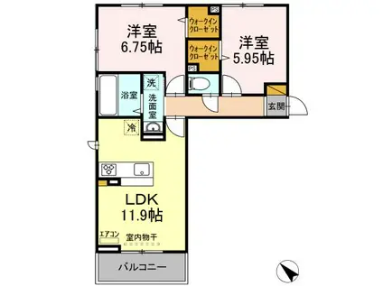 オテール・ロッシュIII I(2LDK/3階)の間取り写真