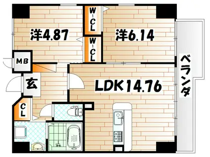 ピュアライフ金田ビル(2LDK/4階)の間取り写真