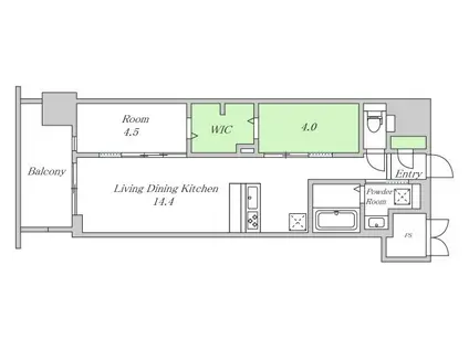 DRAW上本町(1SLDK/4階)の間取り写真