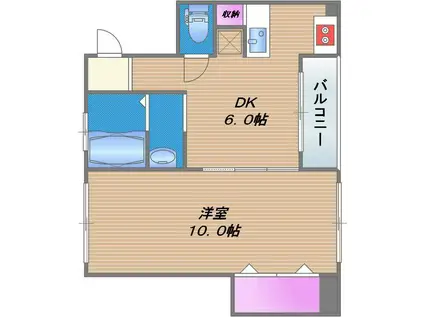 メープルリンク弐番館(1DK/4階)の間取り写真