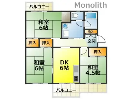 光明台17号棟(3DK/5階)の間取り写真
