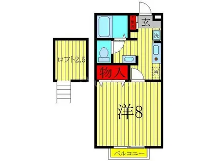セジュールSA(1K/2階)の間取り写真