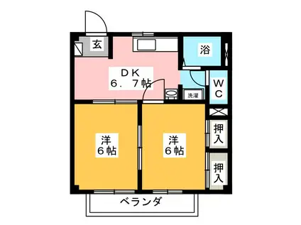 サンコーポ三園(2DK/2階)の間取り写真