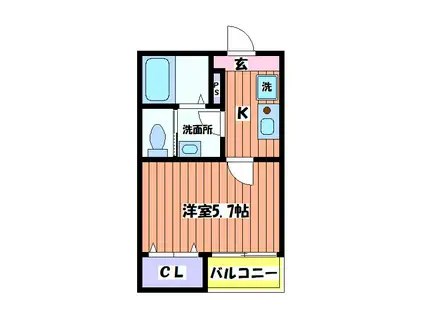 YMA矢川(1K/1階)の間取り写真