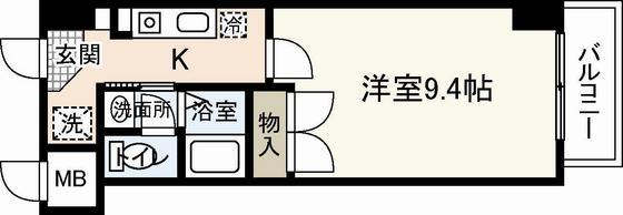 西広島ビレッジ(1K/3階)の間取り写真