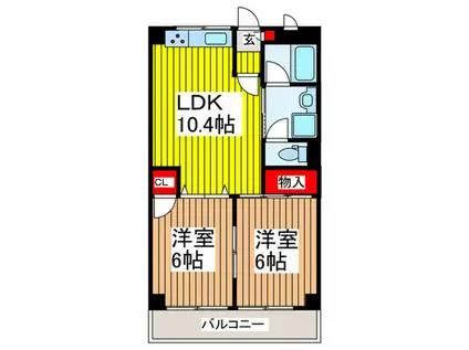 パラッツォフェリーチェ(2LDK/3階)の間取り写真