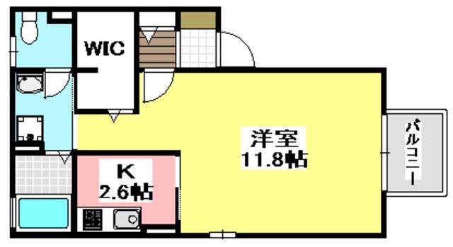 レシェンテ茨木G棟(1K/2階)の間取り写真
