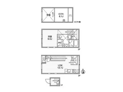 FLUFFY自由が丘(1LDK/1階)の間取り写真