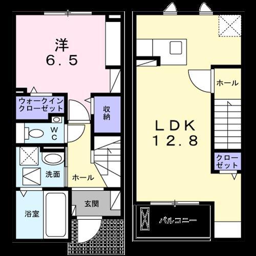 ラ ペ フランI(1LDK/1階)の間取り写真