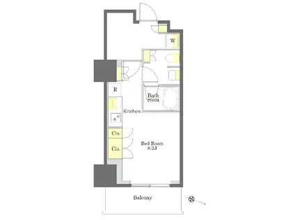 プライムメゾン白金台タワー(ワンルーム/7階)の間取り写真