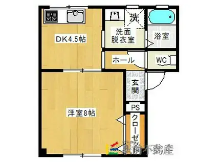 フロンティアL立川(1DK/3階)の間取り写真