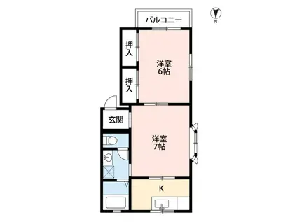 フローラルハイツ2(2K/2階)の間取り写真