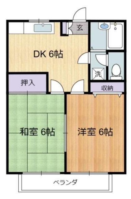 エレガンス関口第5(2DK/2階)の間取り写真