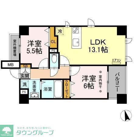 サンピタリア東船橋(2LDK/3階)の間取り写真