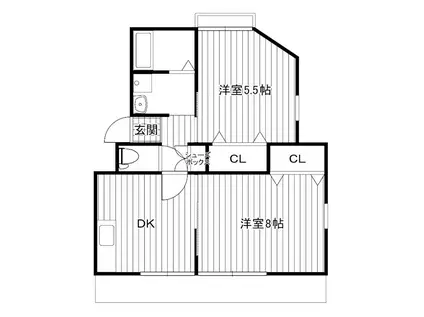 メゾンクレール(2DK/1階)の間取り写真