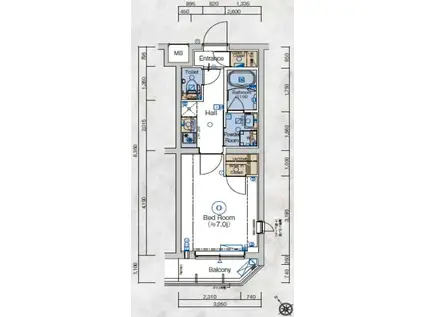 ジェノヴィア立川(1K/2階)の間取り写真