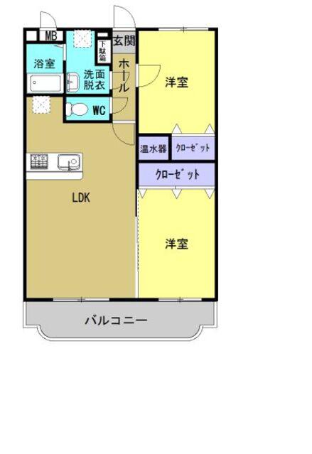 オレンジハウス(2LDK/1階)の間取り写真