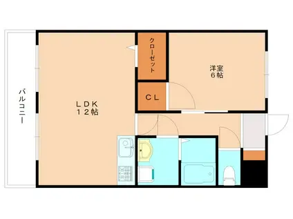 陽光ビル(1LDK/4階)の間取り写真