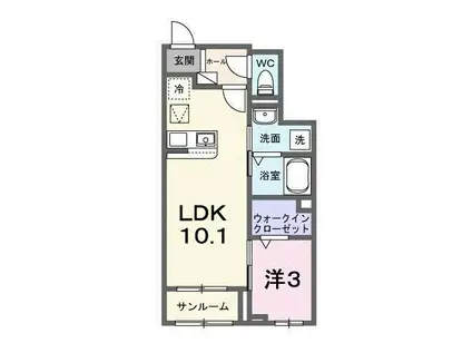 フレッサ II(1LDK/1階)の間取り写真