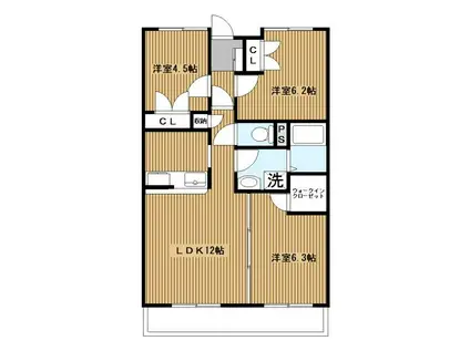グランドヒルズ横浜(3LDK/3階)の間取り写真