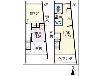 クララメゾネット(1LDK/4階)の間取り写真