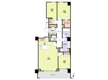 BRILLIA高輪レフィール(3LDK/2階)の間取り写真