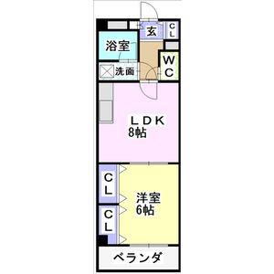 グリーンバレー境松(1LDK/2階)の間取り写真