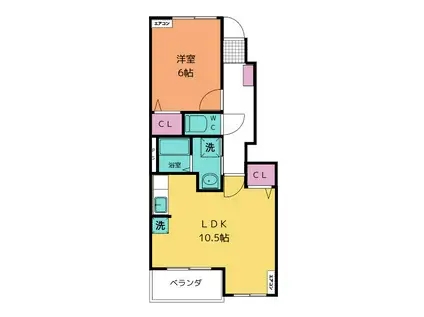 エスポワールI・B(1LDK/1階)の間取り写真
