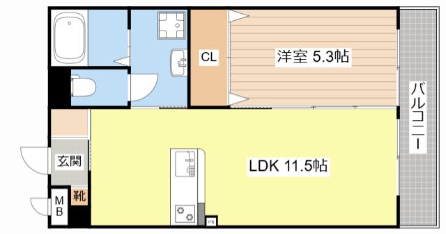 HCプレジオ草津新浜(1LDK/3階)の間取り写真