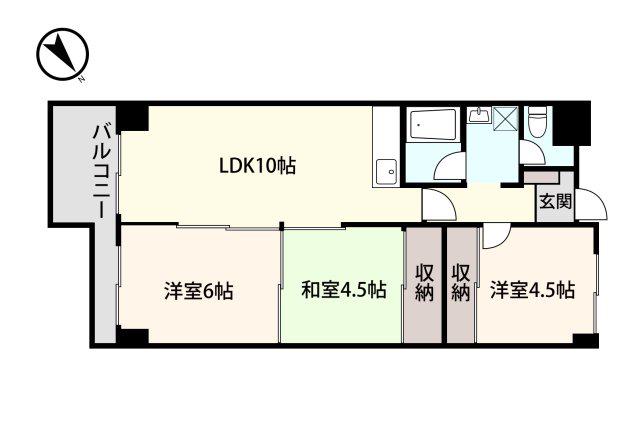 アシスト第8富山マンション(3LDK/4階)の間取り写真