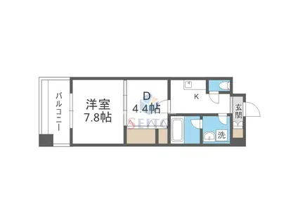 レフィーナカルム江坂(1DK/12階)の間取り写真
