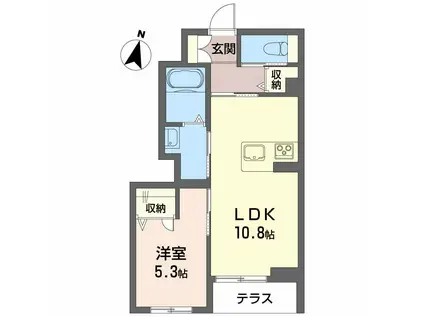 ユキ・クレール セ(1LDK/1階)の間取り写真