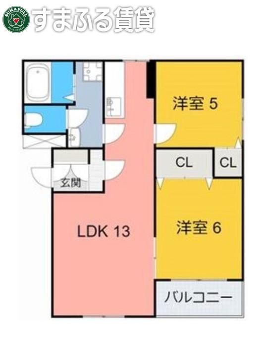 メゾン東側(2LDK/2階)の間取り写真