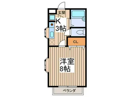 ハイツ桔梗(1K/1階)の間取り写真