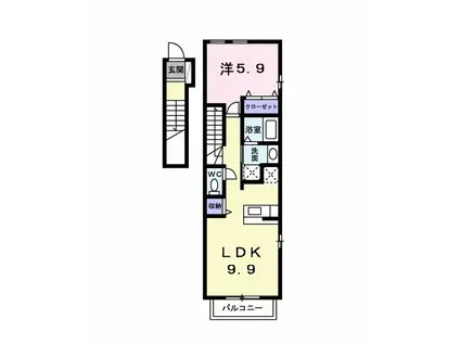 ストリームスターメゾンC(1LDK/2階)の間取り写真