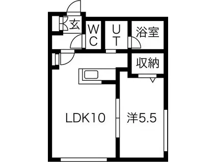 SUPREME(1LDK/1階)の間取り写真
