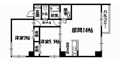 トーワグリーンヒル6条(2LDK/6階)の間取り写真