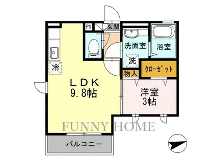 レジデンス世田谷(1LDK/3階)の間取り写真