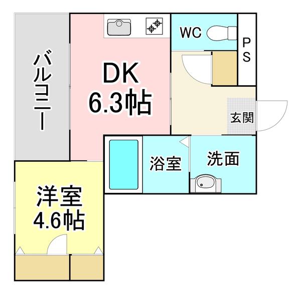 ロアーブル五番館(1DK/3階)の間取り写真