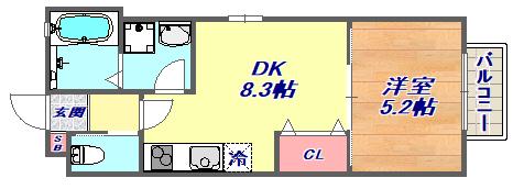 リンクス岡本(1LDK/1階)の間取り写真